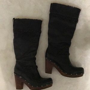 Black leather ugg boots size 8